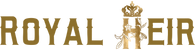The logo for 'Royal Heir' features the words 'ROYAL' and 'HEIR' in a stylized gold serif font, with a crown and floral emblem forming the letter 'H'.